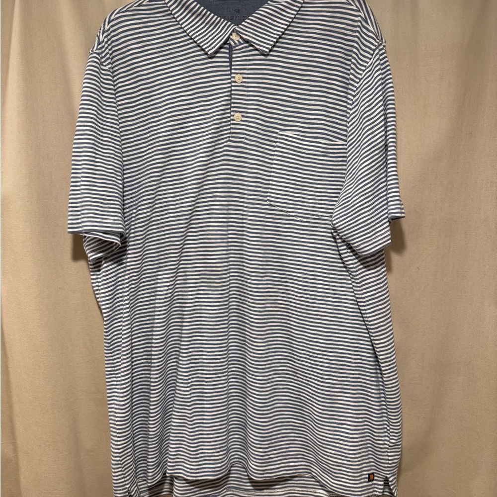 The Normal Brand Blue and White Striped Polo Shirt